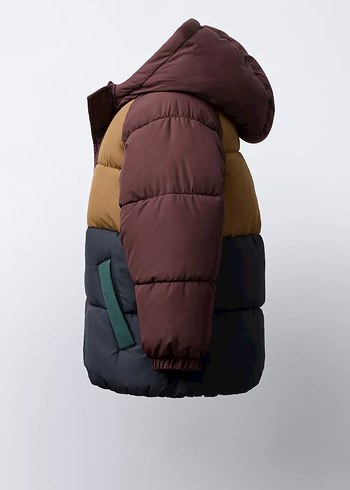 Koyu Kahverengi Kapüşonlu Erkek Çocuk Mont - Görsel 2