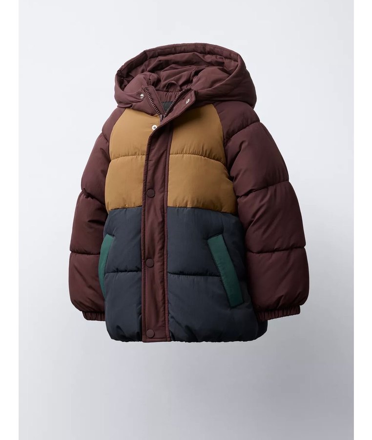 Koyu Kahverengi Kapüşonlu Erkek Çocuk Mont - Görsel 3