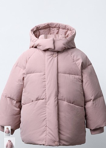 Kürklü Kapüşonlu Kız Mont kuş tüyü mont - Görsel 2