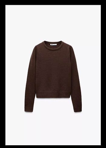 Kahverengi yüzde yüz yün Mini Kadın Kazak - Görsel 3