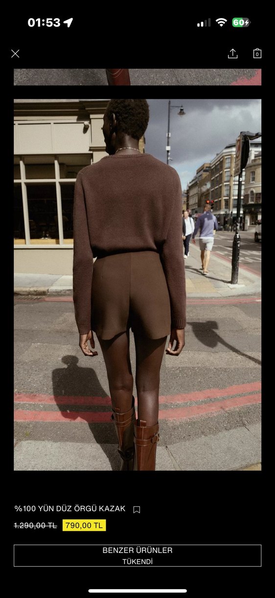 Kahverengi yüzde yüz yün Mini Kadın Kazak - Görsel 2