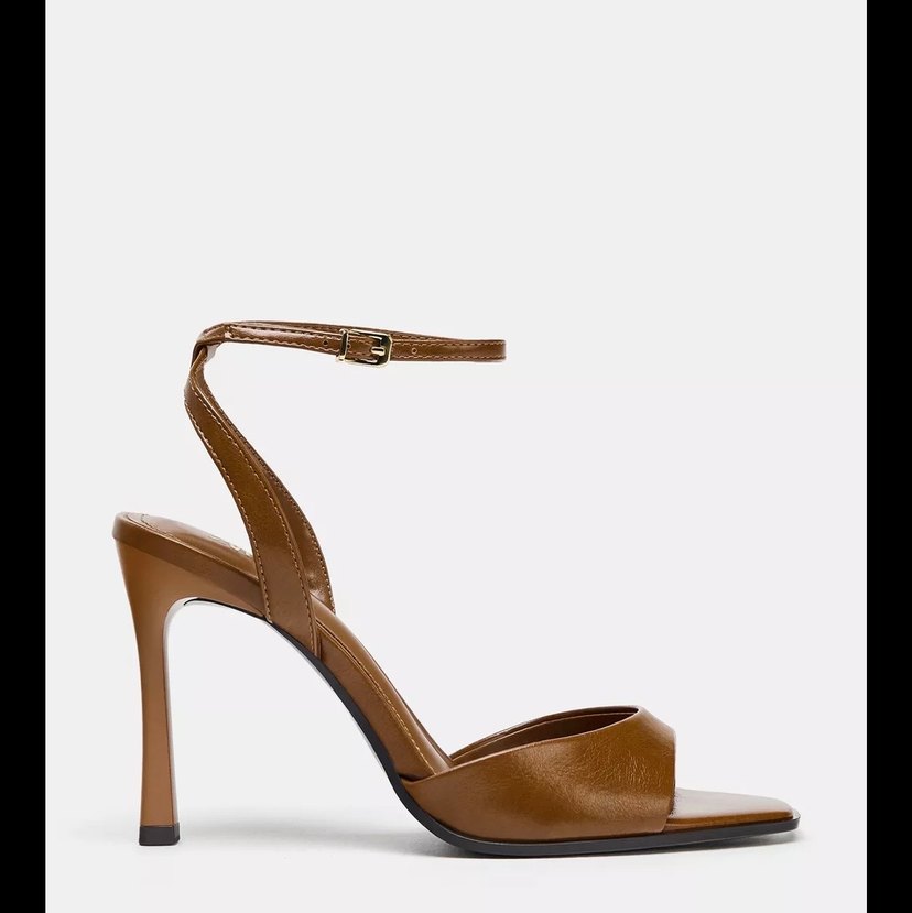 Bej Deri Stiletto Topuklu Kadın Ayakkabı - Görsel 2