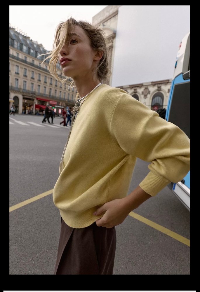 Sarı Fermuarlı Kadın Triko Sweatshirt - Görsel 3