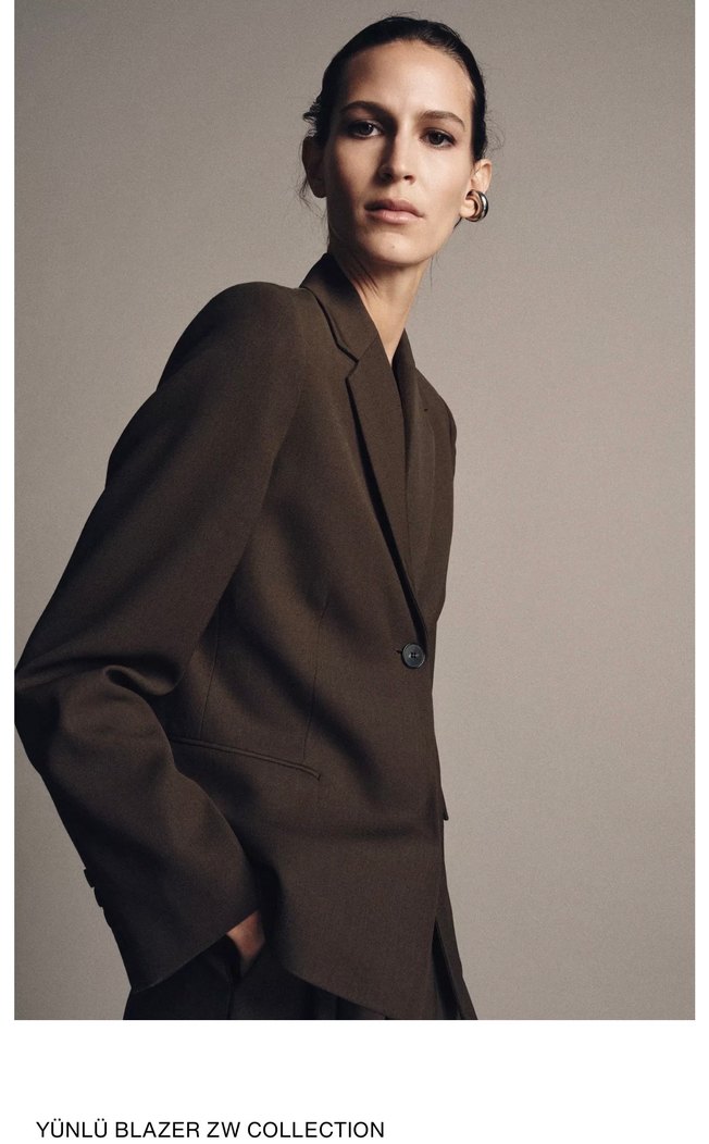 Kadın Kahverengi Notch Yaka Blazer Ceket - Görsel 3