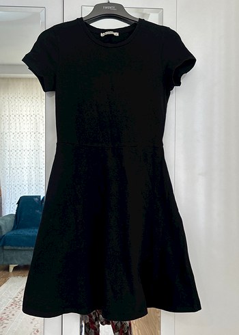 Siyah Kısa Kollu Midi Goth Elbise