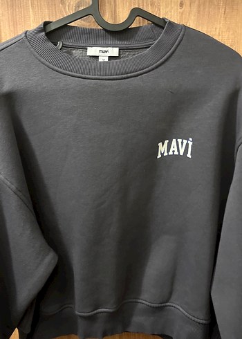 m Beden Mavi Gri Kadın Sweatshirt Uzun Kollu