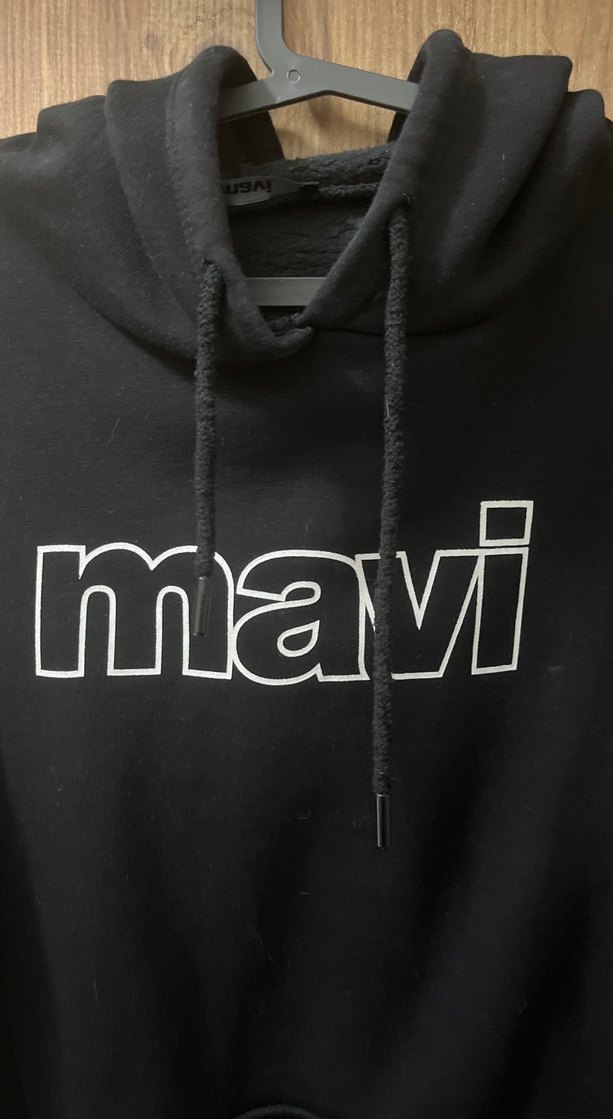 Mavi Siyah Kapüşonlu erkek Sweatshirt - Görsel 3