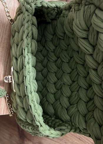 Örgü Detaylı Yeşil Bohem Kadın Çanta - Görsel 5