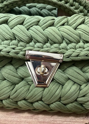 Örgü Detaylı Yeşil Bohem Kadın Çanta - Görsel 6