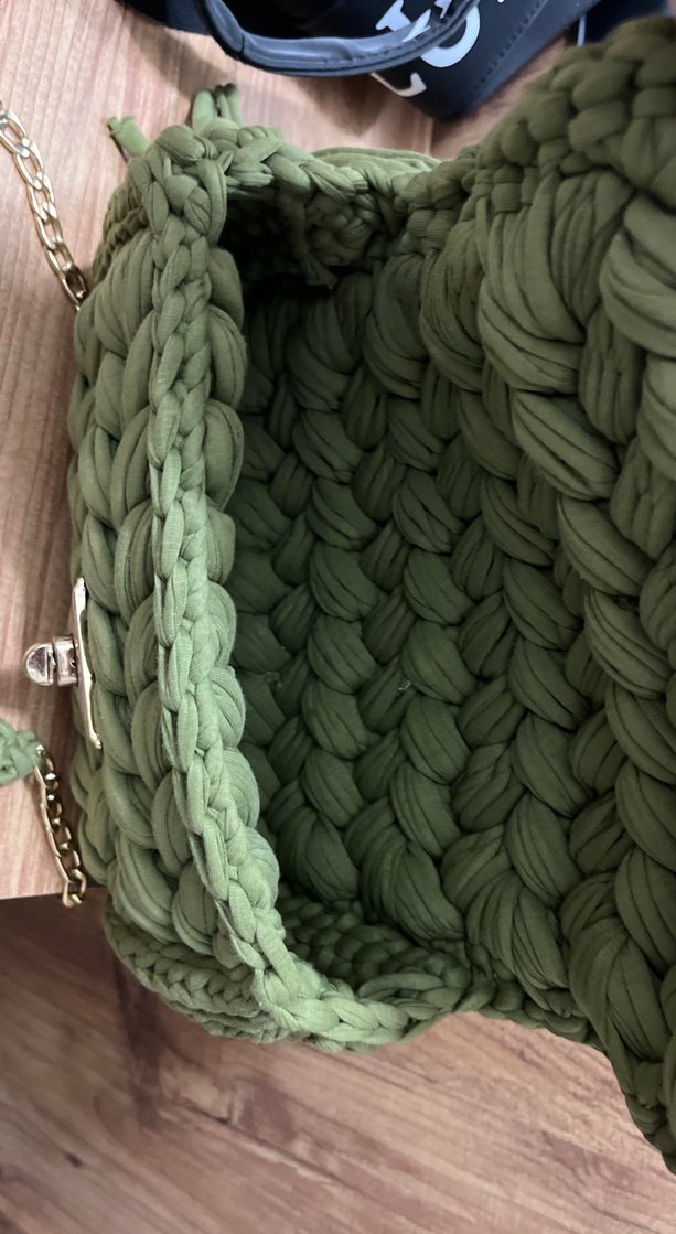 Örgü Detaylı Yeşil Bohem Kadın Çanta - Görsel 5