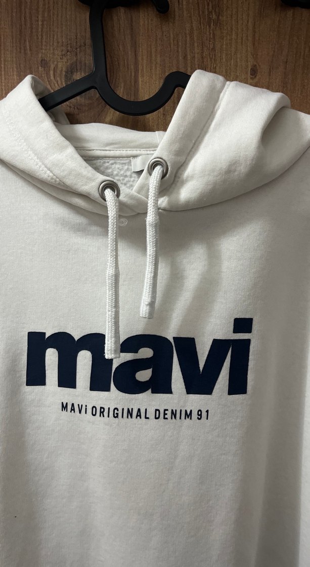 Mavi Baskılı Beyaz Kadın Sweatshirt - Görsel 3