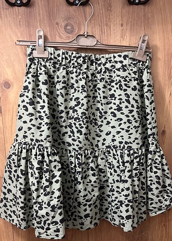 Leopar Desenli Fırfırlı Mini Etek - Görsel 2