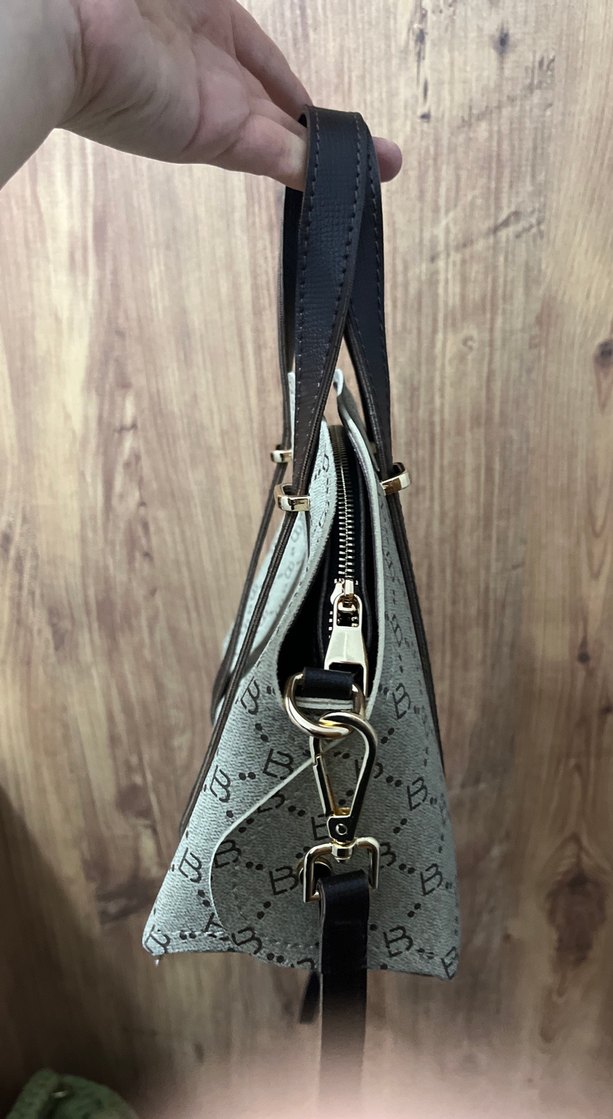 Bej Baskılı Deri Kadın Çanta - Görsel 3