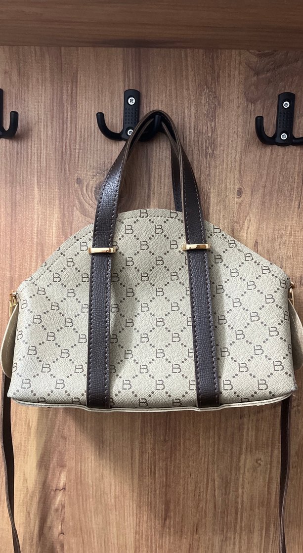 Bej Baskılı Deri Kadın Çanta - Görsel 2