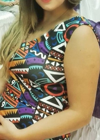 Renkli V Yaka elbise - Ana görsel