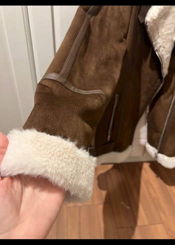 Kahverengi Süet Kürklü Kadın Ceket - Görsel 3