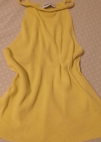 Zara Sarı halter yaka bluz