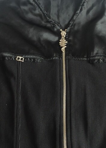 s Beden siyah Renk Saten detaylı likralı fermuarlı sweatshirt