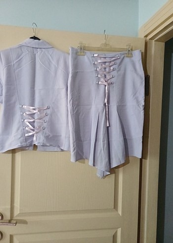 Kısa Kollu griye çalan  lila renk Kadın Takım - Görsel 5