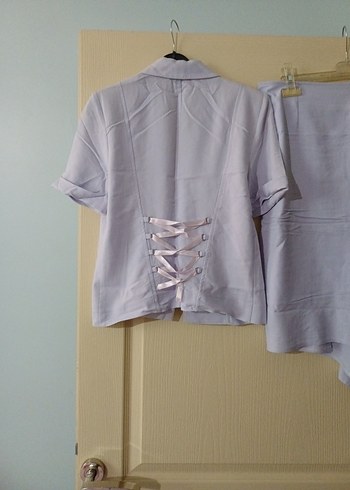 Kısa Kollu griye çalan  lila renk Kadın Takım - Görsel 4