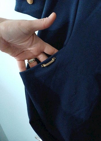 Lacivert ofisstil Elbise - Görsel 5