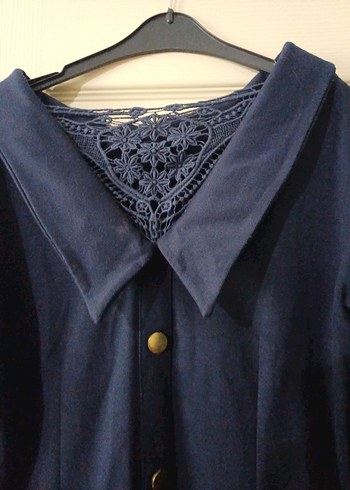 Lacivert ofisstil Elbise - Görsel 7