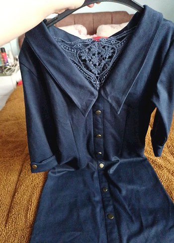 Lacivert ofisstil Elbise - Görsel 2