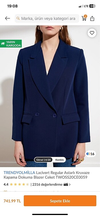 38 Beden lacivert Renk Lacivert dokuma blazer ceket