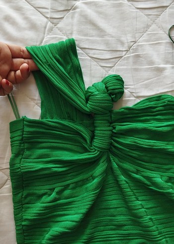 Dilvin Yeşil Pilili Straplez Midi crop