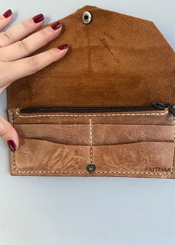 Taba Deri Kadın Clutch Cüzdan - Görsel 2