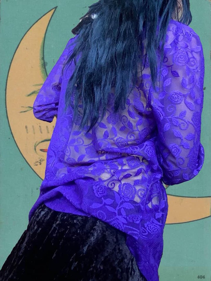 Mor Dantelli Gotik Gömlek VİNTAGE - Görsel 2