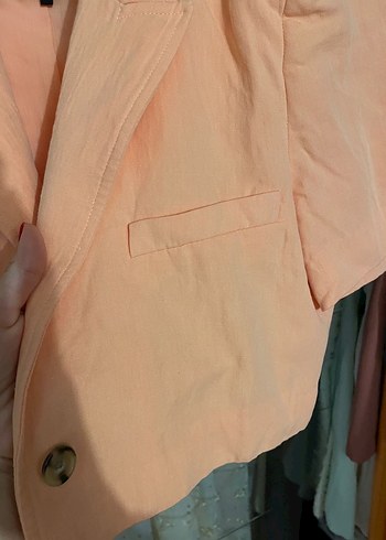 ZARA Kısa Kollu Mini somon Blazer - Görsel 4
