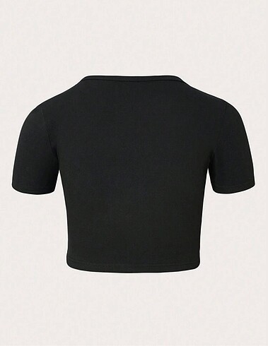 Sheinside shein taşlı siyah crop tişört