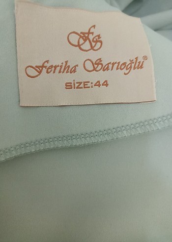 Feriha Sarıoğlu tasarımı Mint yeşili Tesettür Abiye Elbise - Görsel 7