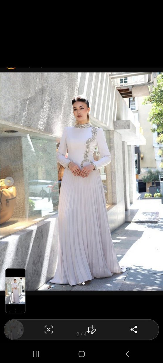 Feriha Sarıoğlu tasarımı Mint yeşili Tesettür Abiye Elbise - Görsel 3