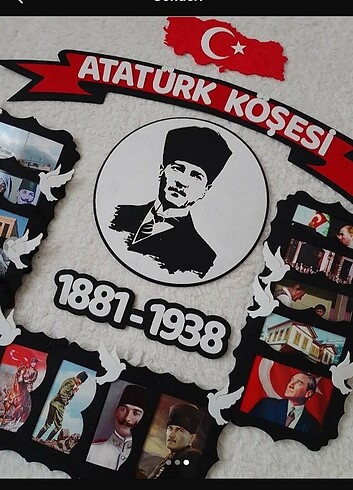  Beden Atatürk Köşesi Sınıf Panosu Keçeden
