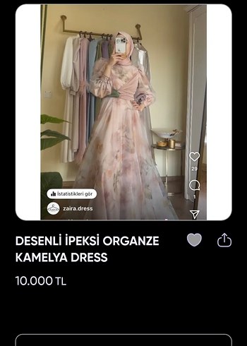 Zaira Dress Desenli Kamelya Abiye Elbise - Görsel 2