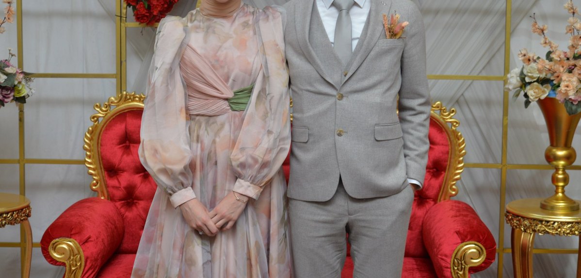 Zaira Dress Desenli Kamelya Abiye Elbise - Görsel 4