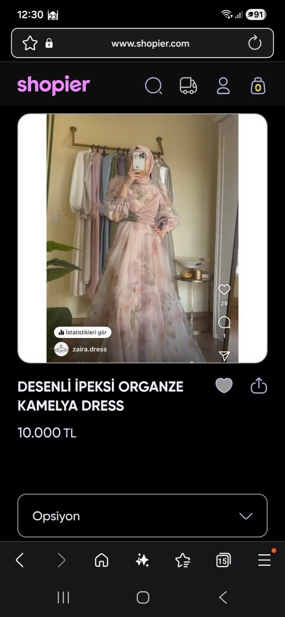 Zaira Dress Desenli Kamelya Abiye Elbise - Görsel 2