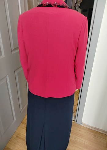 Bordo İşlemeli Uzun Kadın Takım Elbise - Görsel 3