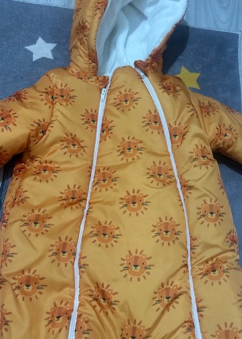 Sarı Desenli Bebek Tulumu Kapüşonlu - Görsel 2