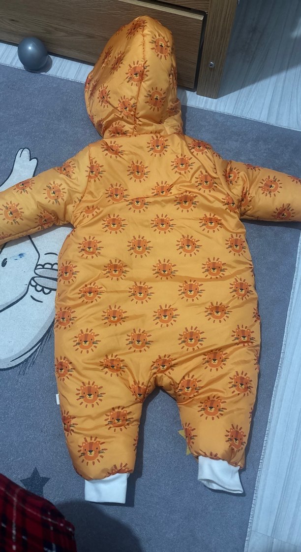 Sarı Desenli Bebek Tulumu Kapüşonlu - Görsel 4