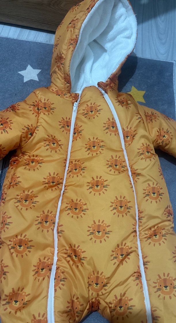 Sarı Desenli Bebek Tulumu Kapüşonlu - Görsel 2