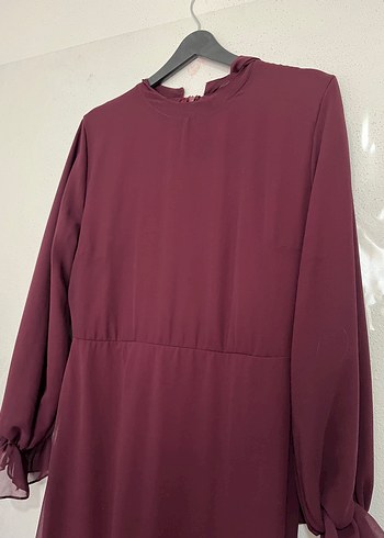 38 Beden Bordo Şifon Elbise