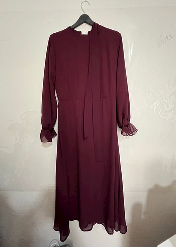 Bordo Şifon Elbise