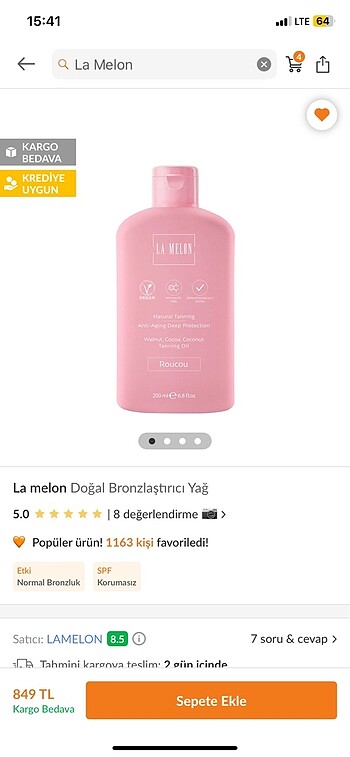 la melon bronzlaştırıcı yağ