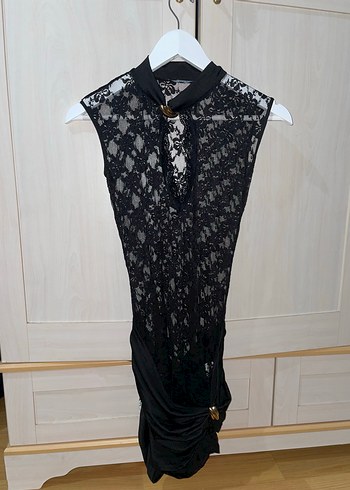 Dantelli Siyah Mini Elbise - Görsel 2