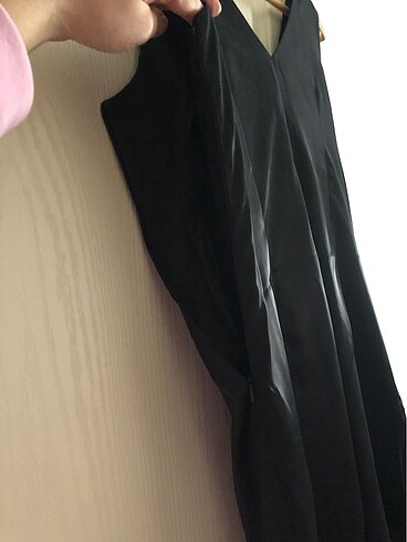 Siyah saten elbise - Görsel 5