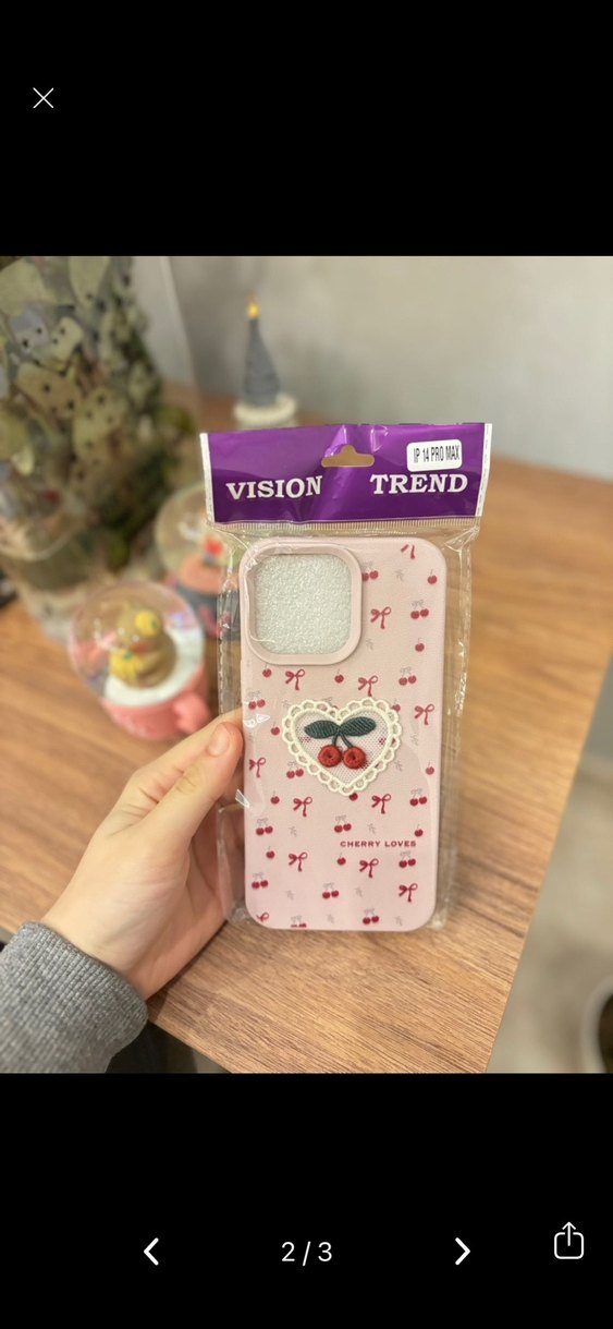 İphone 14 pro max Boncuklu Pembe Kiraz Desenli Telefon Kılıfı - Görsel 2