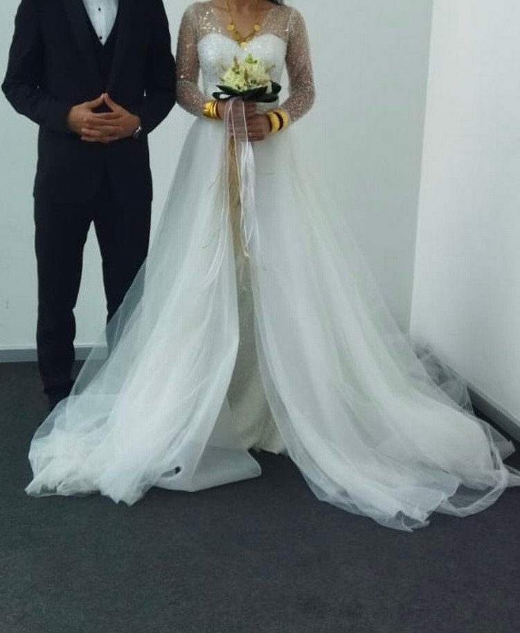 Boncuk İşlemeli Uzun Kollu Gelinlik - Görsel 5